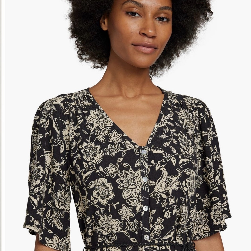 Faherty Orinda Tie Waist Button Up Crepe Minidress, XL, NWT - Picture 2 of 4
